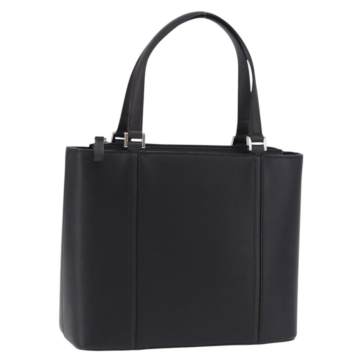 BURBERRY Hand Bag Leather Black Silver Auth am12432V