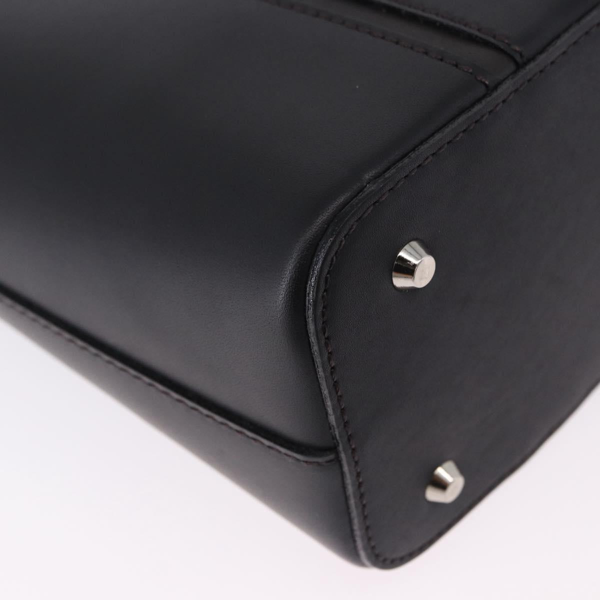 BURBERRY Hand Bag Leather Black Silver Auth am12432V