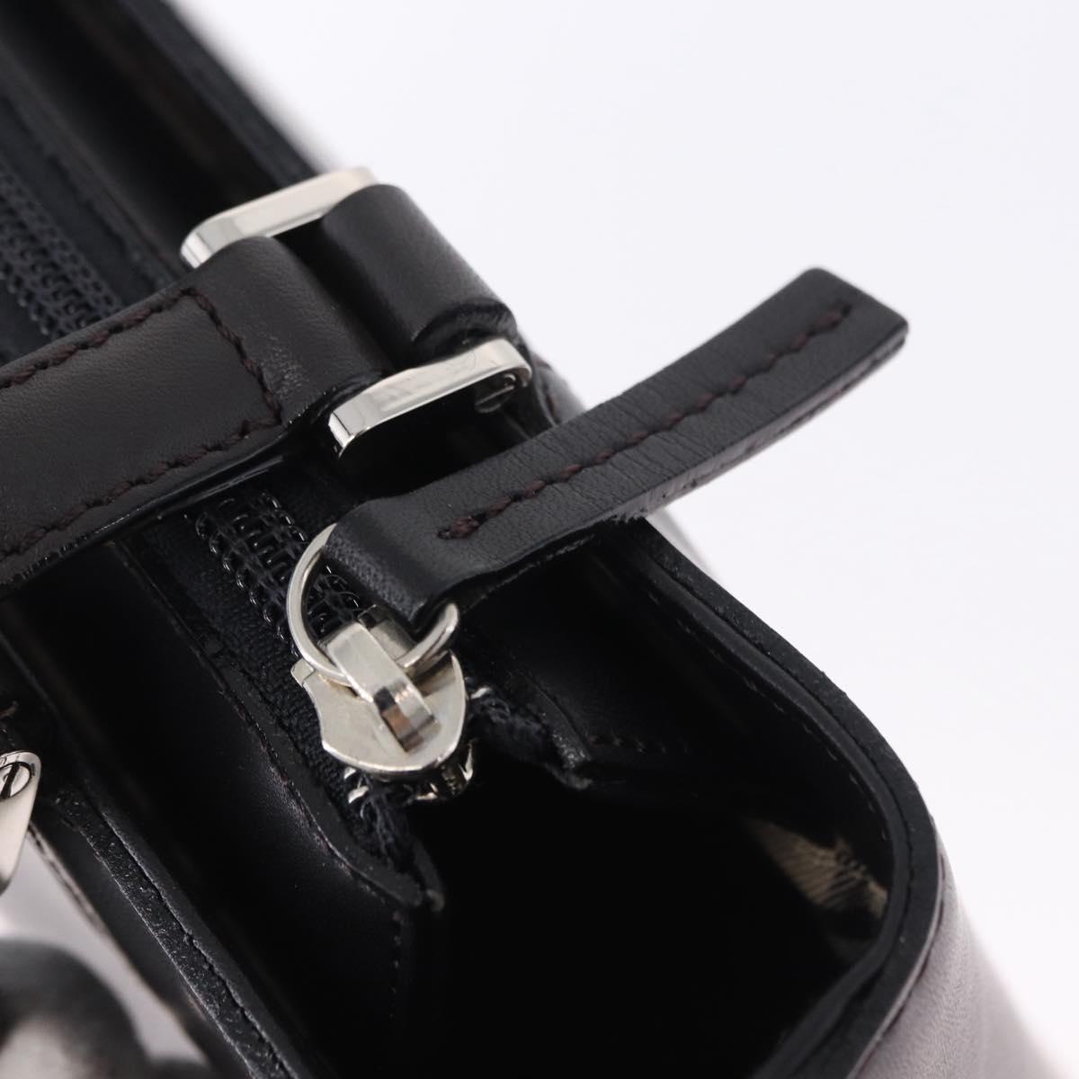 BURBERRY Hand Bag Leather Black Silver Auth am12432V