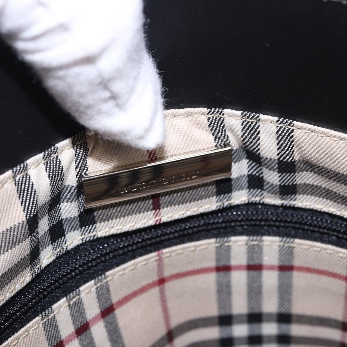BURBERRY Hand Bag Leather Black Silver Auth am12432V