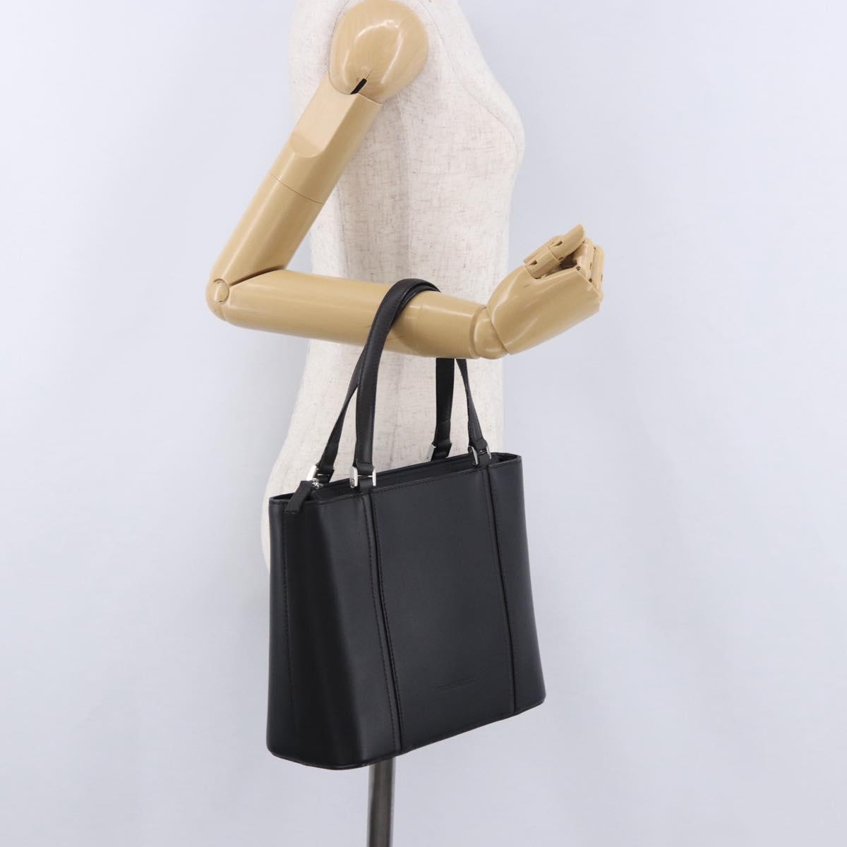 BURBERRY Hand Bag Leather Black Silver Auth am12432V