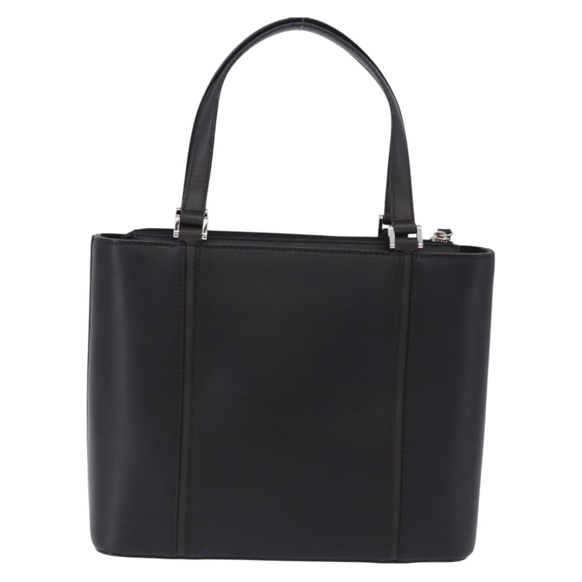 BURBERRY Hand Bag Leather Black Silver Auth am12432V