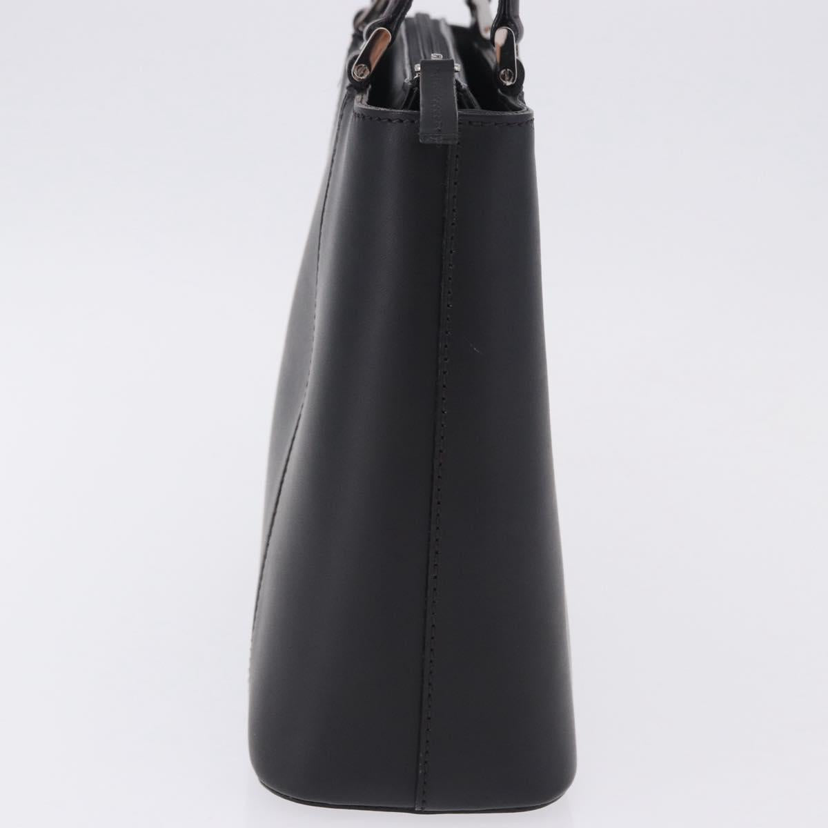 BURBERRY Hand Bag Leather Black Silver Auth am12432V