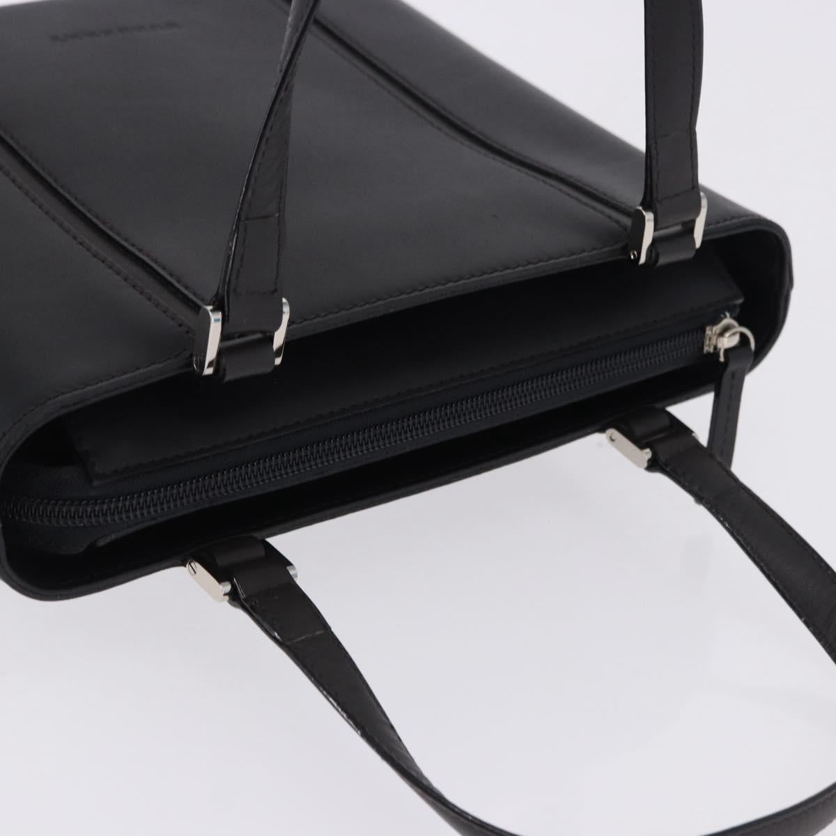 BURBERRY Hand Bag Leather Black Silver Auth am12432V