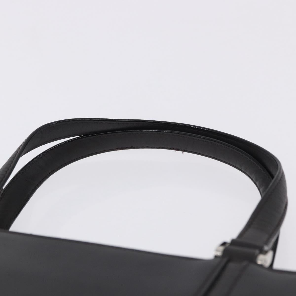 BURBERRY Hand Bag Leather Black Silver Auth am12432V