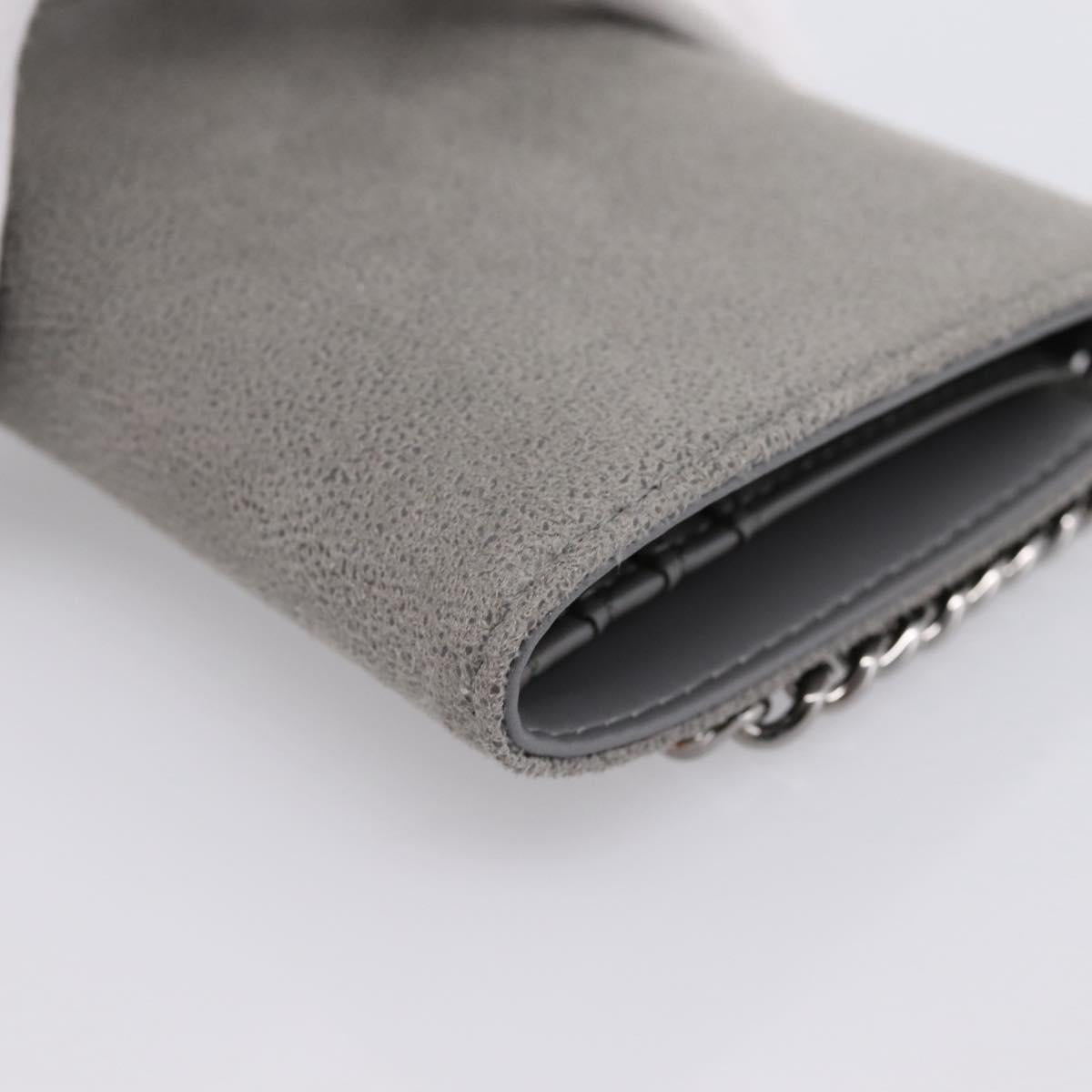 Stella MacCartney Compact Fabera Trifold Wallet Suede Gray Silver Auth am12433V
