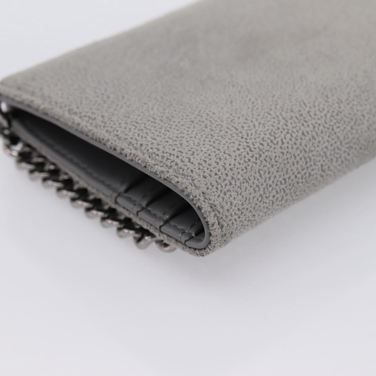 Stella MacCartney Compact Fabera Trifold Wallet Suede Gray Silver Auth am12433V