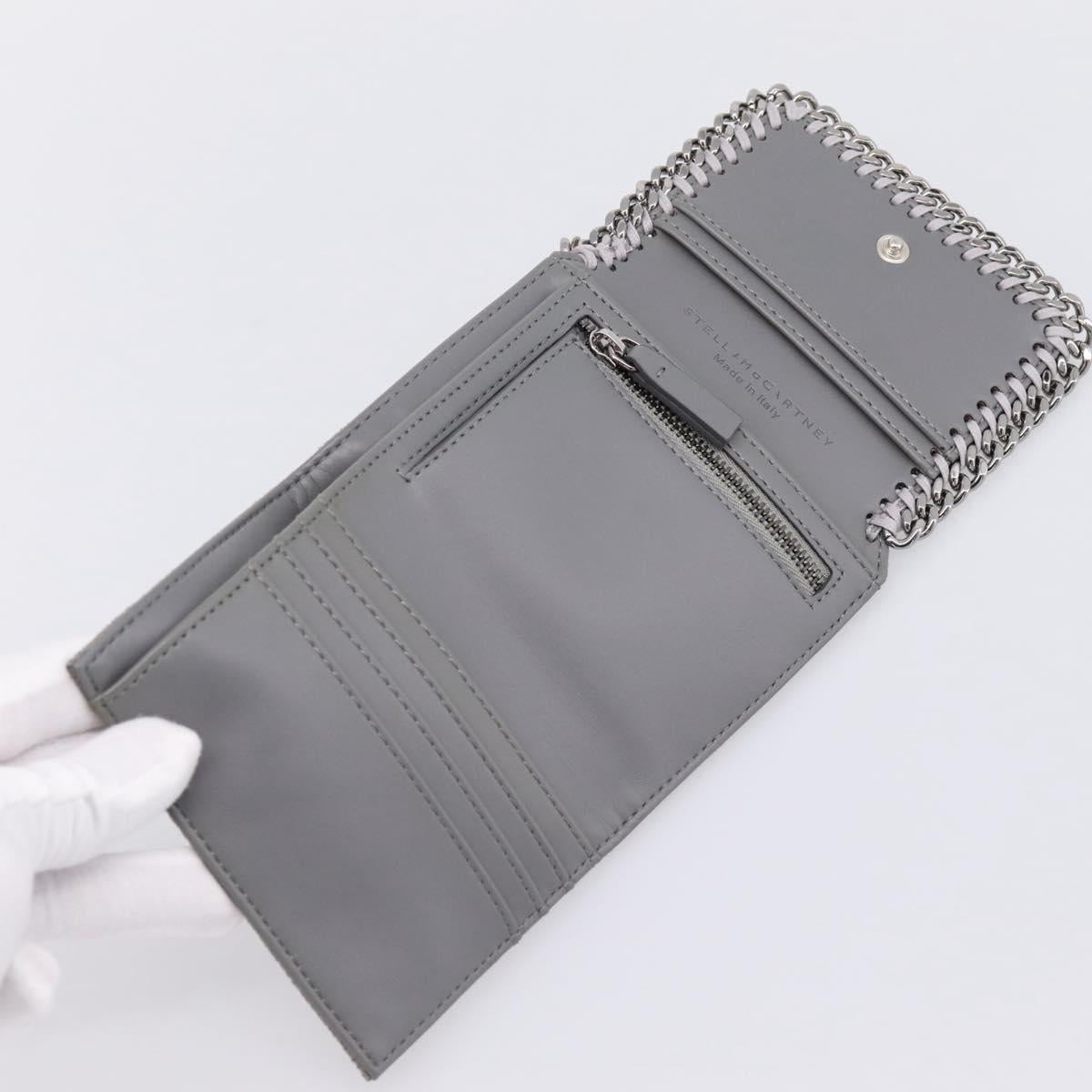 Stella MacCartney Compact Fabera Trifold Wallet Suede Gray Silver Auth am12433V