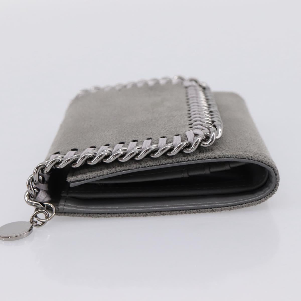 Stella MacCartney Compact Fabera Trifold Wallet Suede Gray Silver Auth am12433V