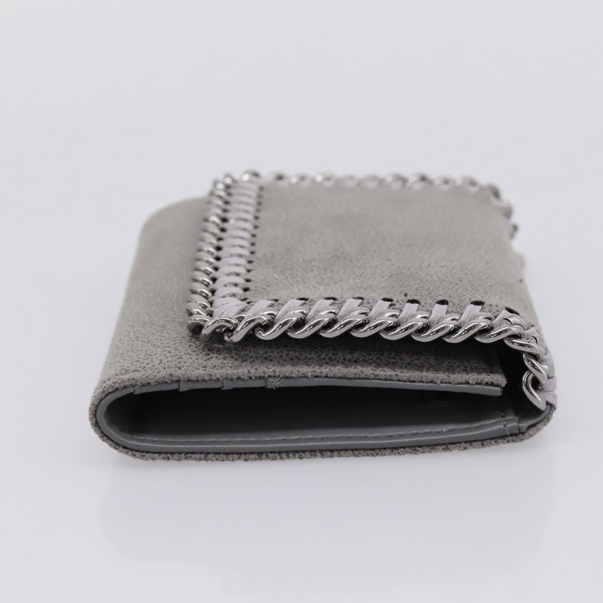 Stella MacCartney Compact Fabera Trifold Wallet Suede Gray Silver Auth am12433V