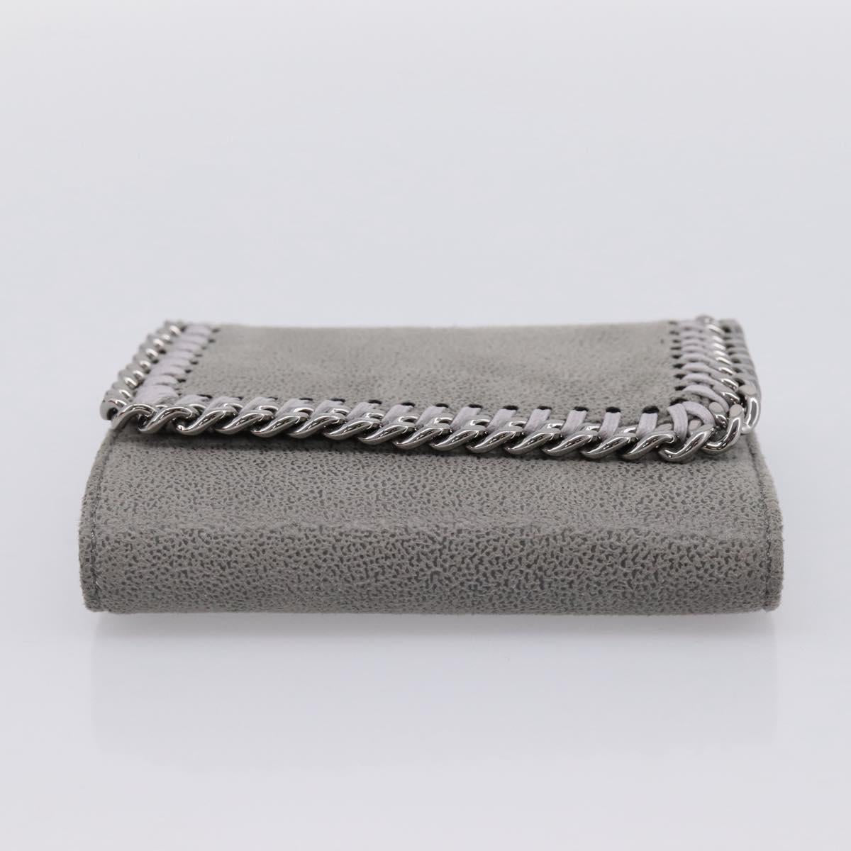 Stella MacCartney Compact Fabera Trifold Wallet Suede Gray Silver Auth am12433V