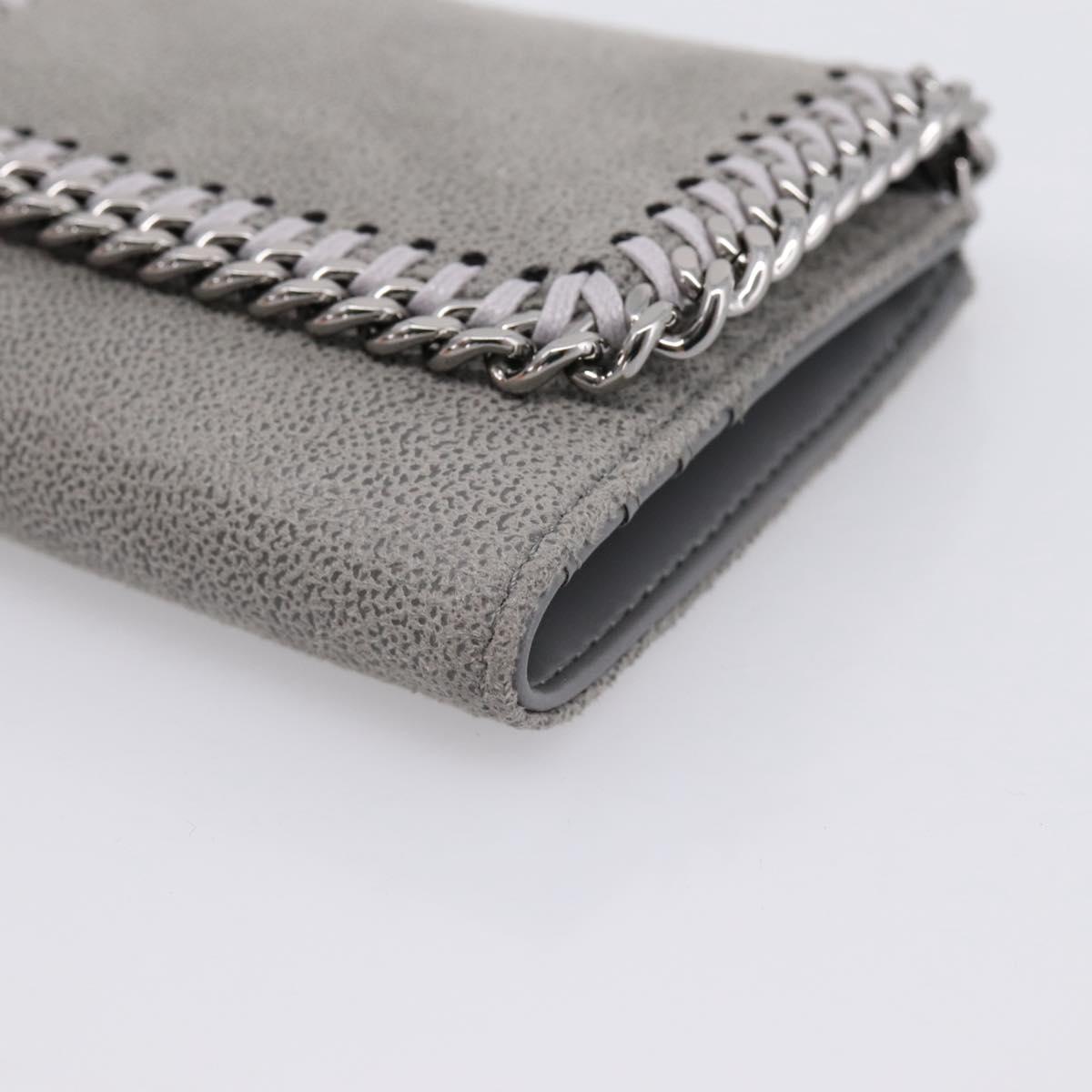 Stella MacCartney Compact Fabera Trifold Wallet Suede Gray Silver Auth am12433V