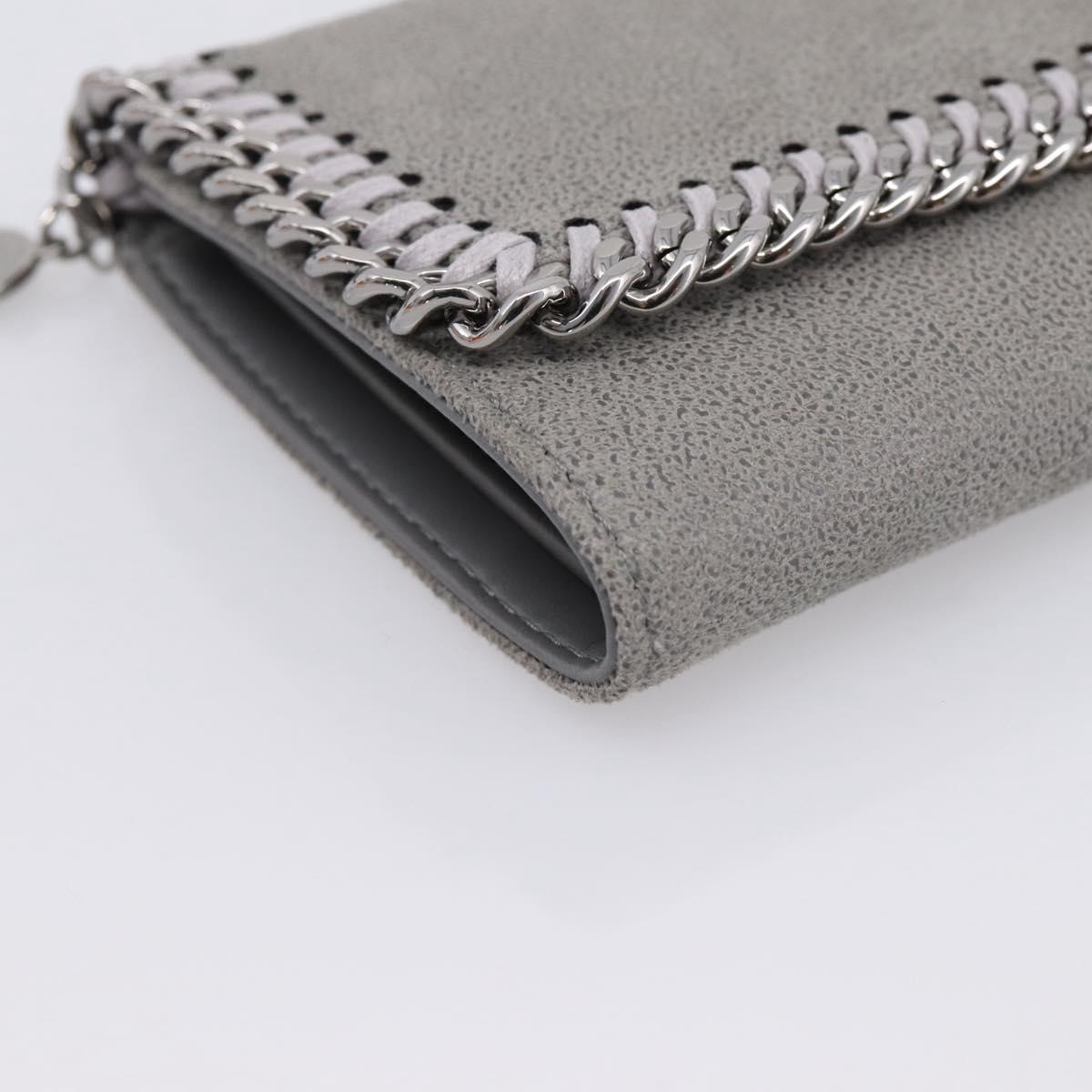 Stella MacCartney Compact Fabera Trifold Wallet Suede Gray Silver Auth am12433V