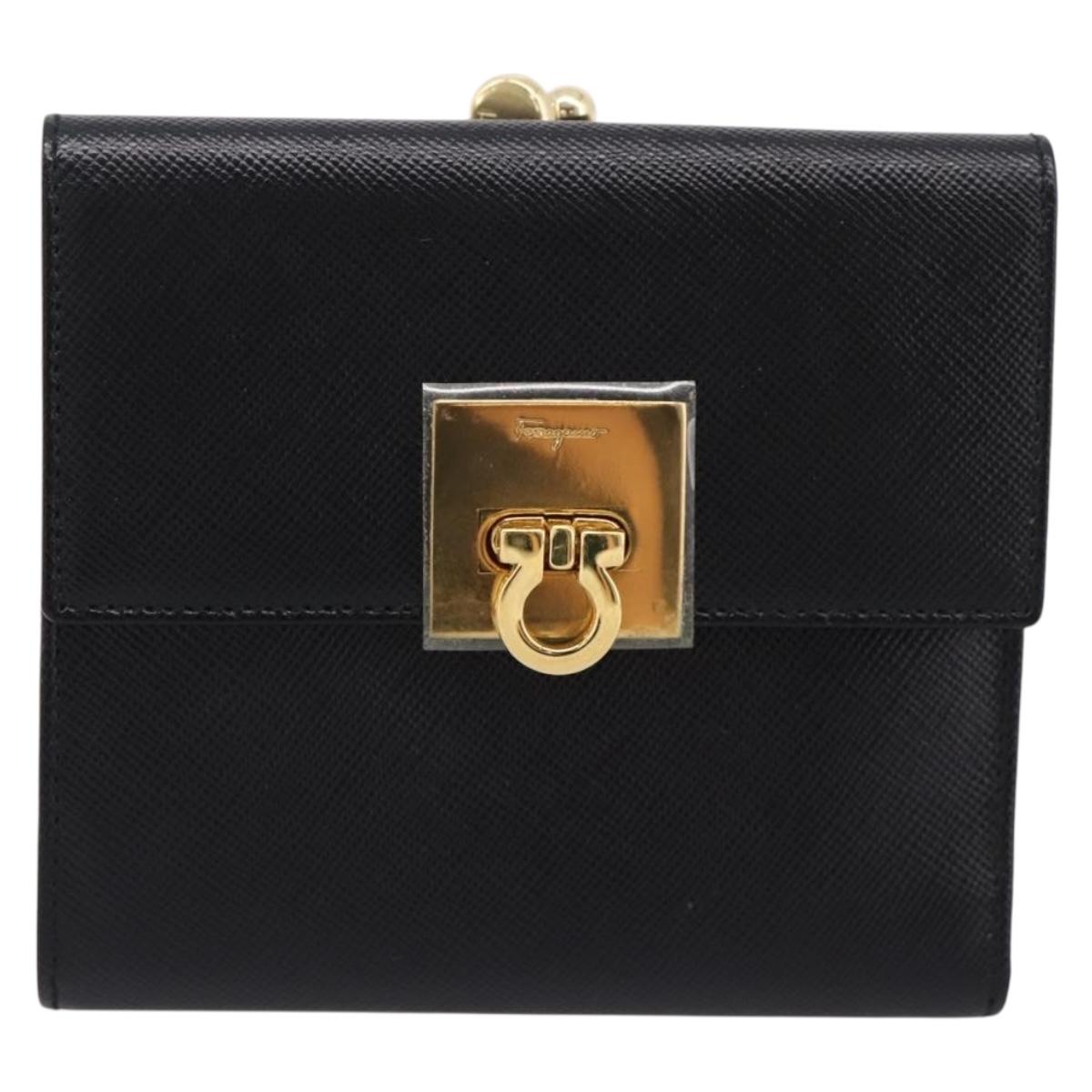 Salvatore Ferragamo Gancini Compact Trifold Wallet Leather Auth am12438V