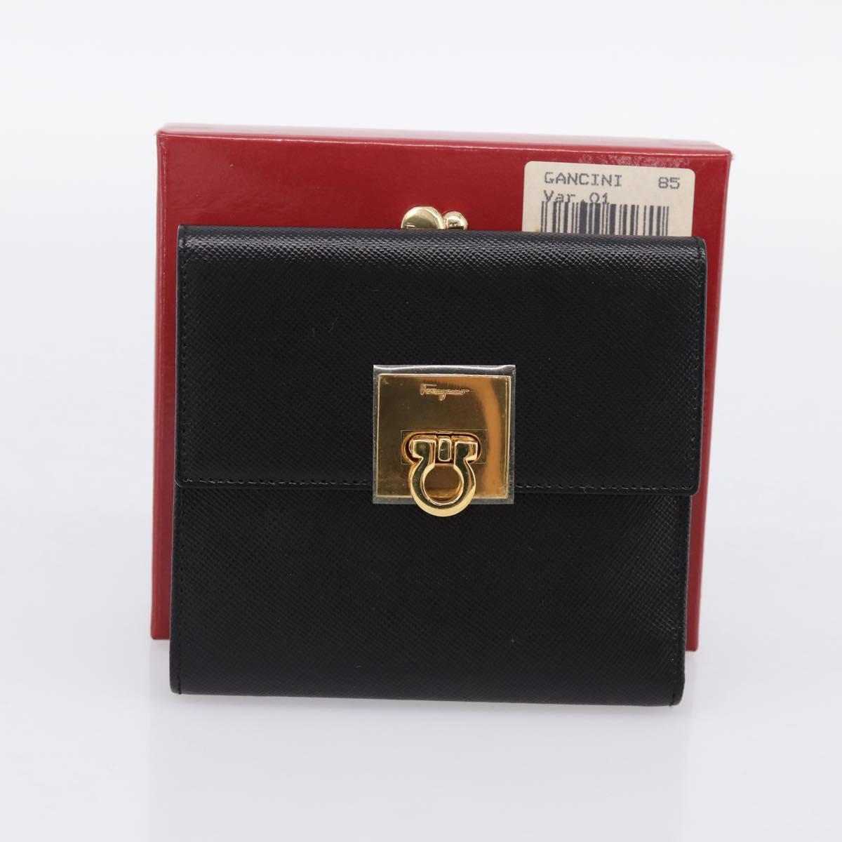 Salvatore Ferragamo Gancini Compact Trifold Wallet Leather Auth am12438V