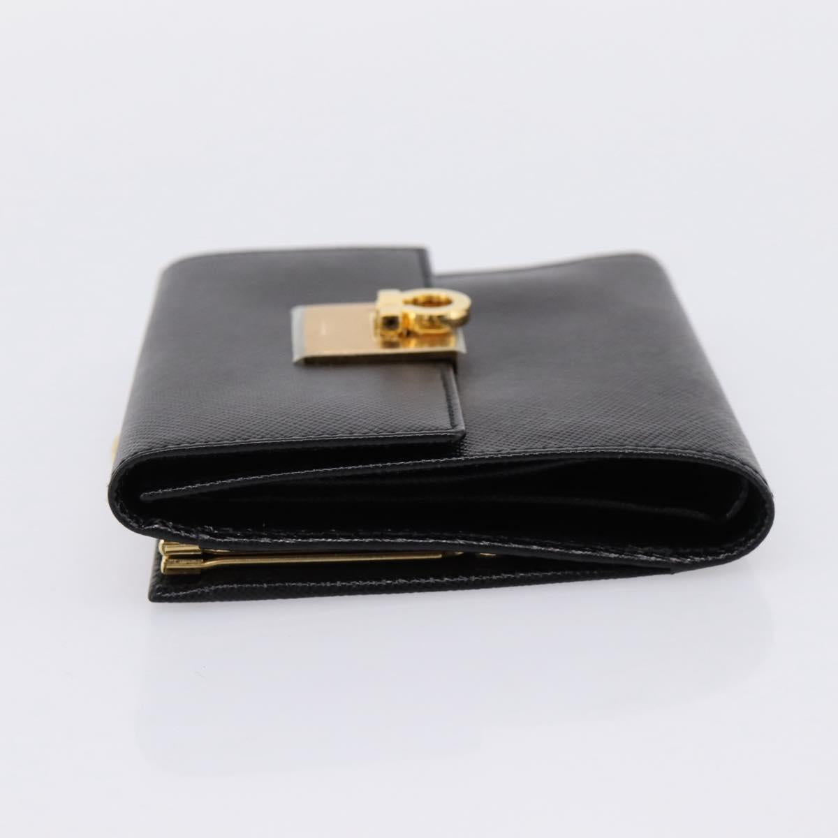 Salvatore Ferragamo Gancini Compact Trifold Wallet Leather Auth am12438V