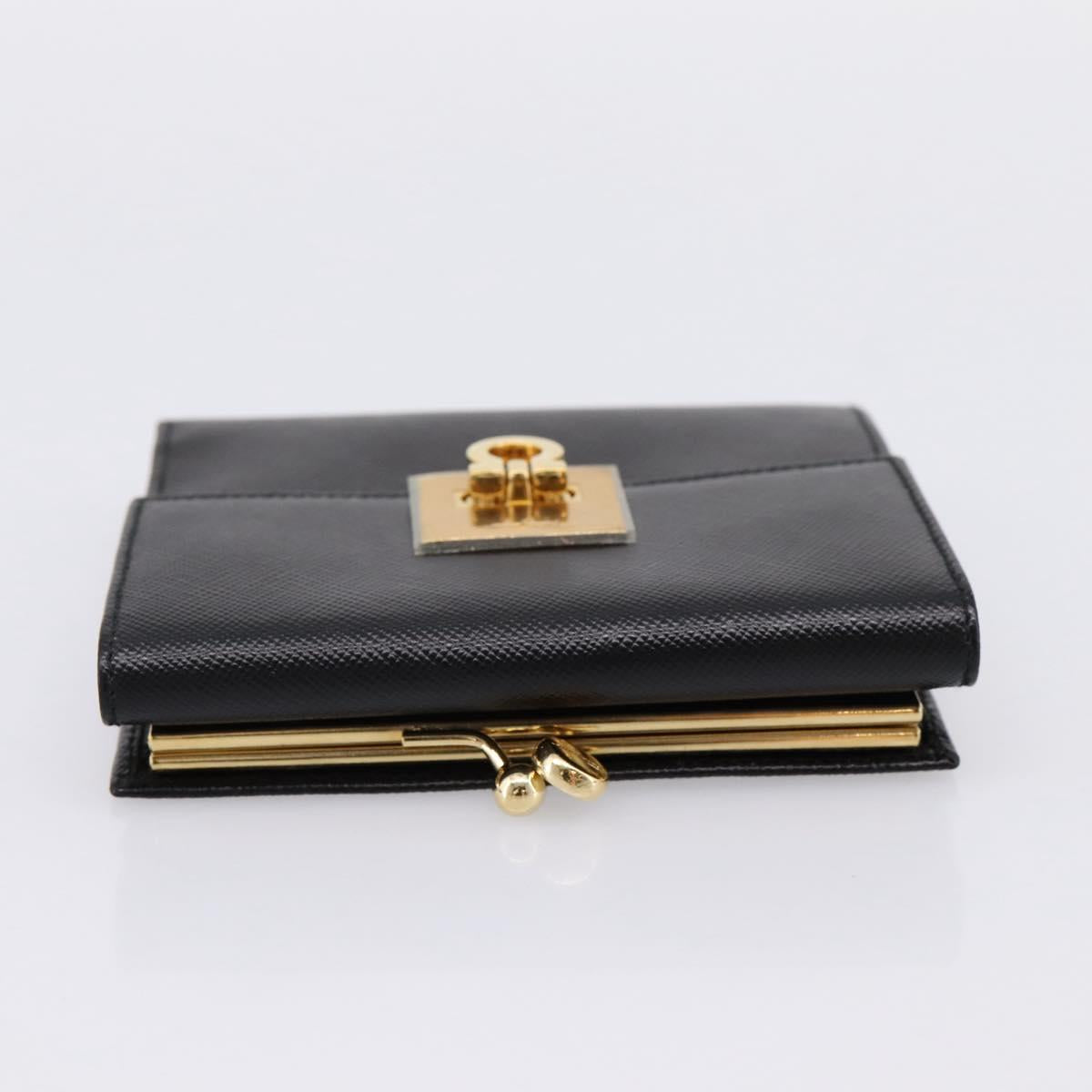 Salvatore Ferragamo Gancini Compact Trifold Wallet Leather Auth am12438V