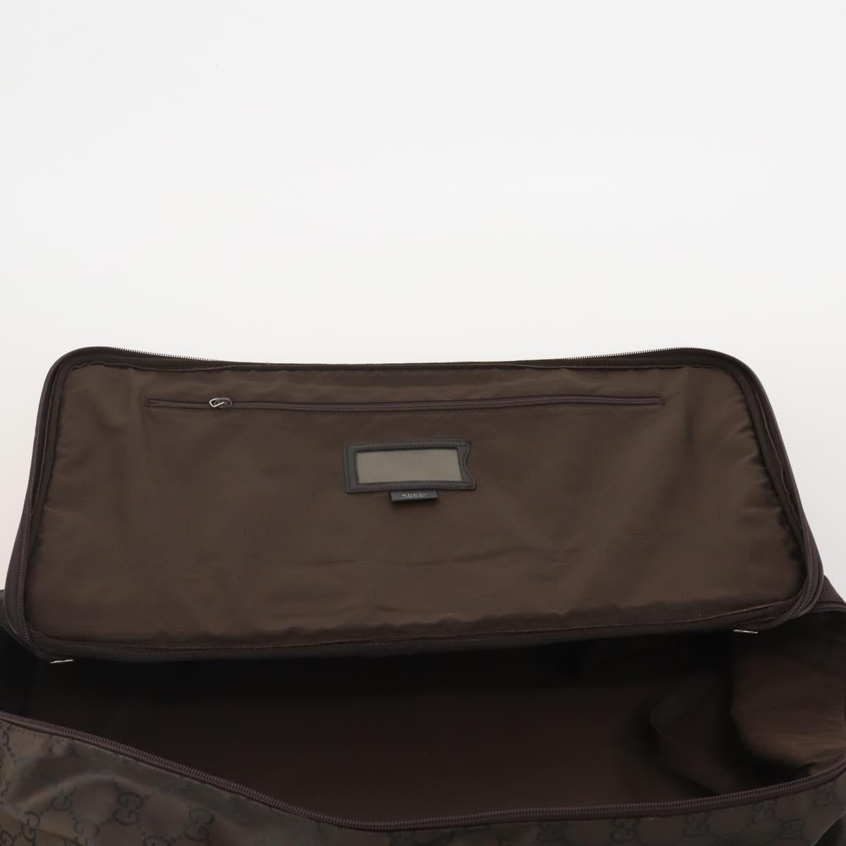 GUCCI GG Canvas Boston Bag Nylon Dark Brown Silver 010 1350 08 Auth am12441