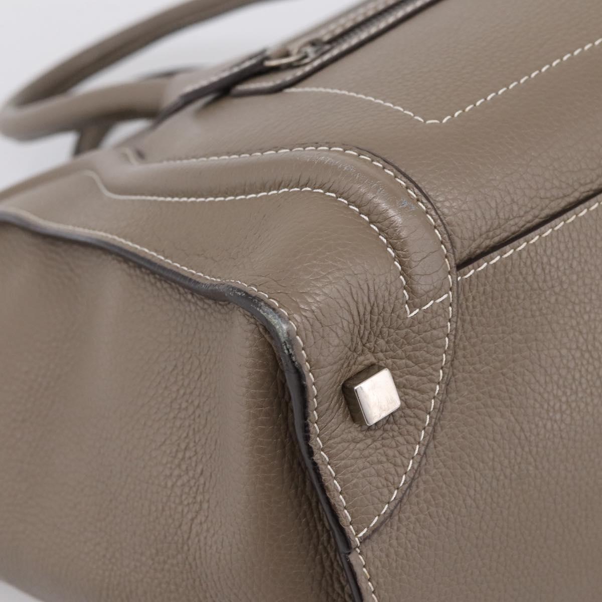 CELINE Luggage Mini Hand Bag Leather Gray Silver Auth am12449A