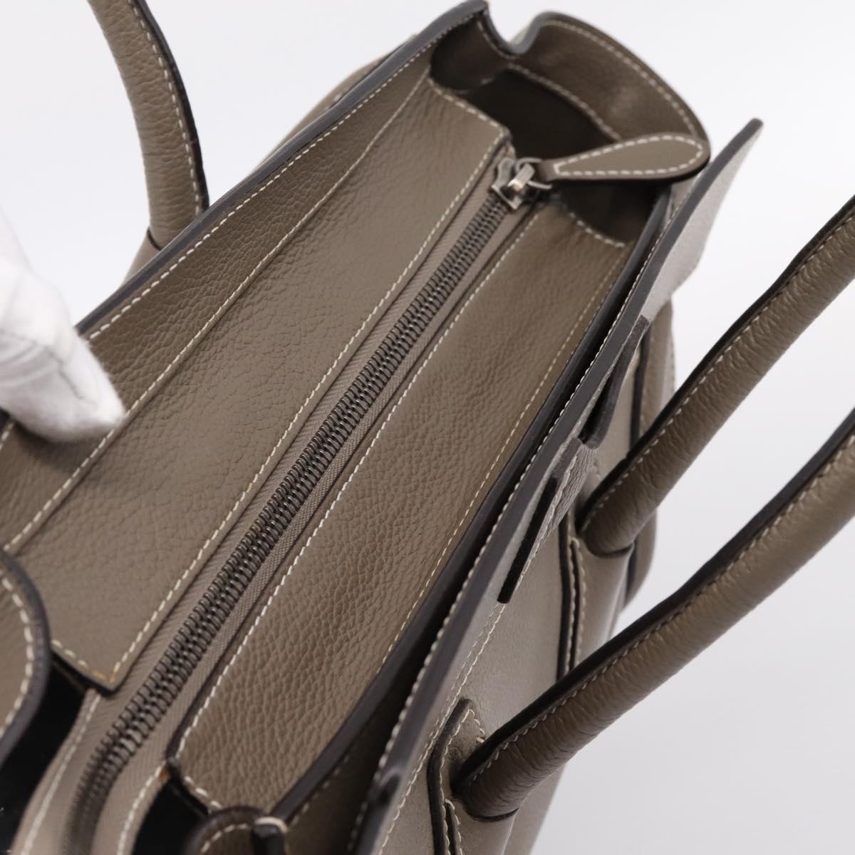 CELINE Luggage Mini Hand Bag Leather Gray Silver Auth am12449A