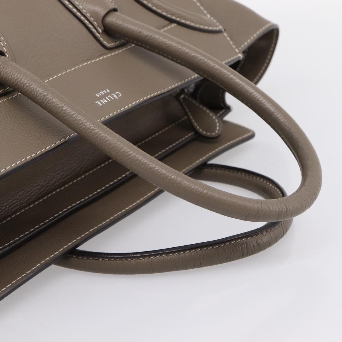 CELINE Luggage Mini Hand Bag Leather Gray Silver Auth am12449A