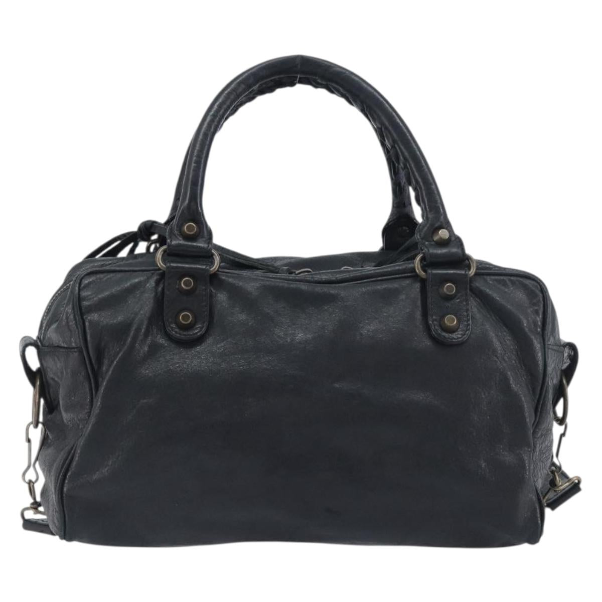 BALENCIAGA The Box Hand Bag Leather 2way Black 145694 Auth am12450V