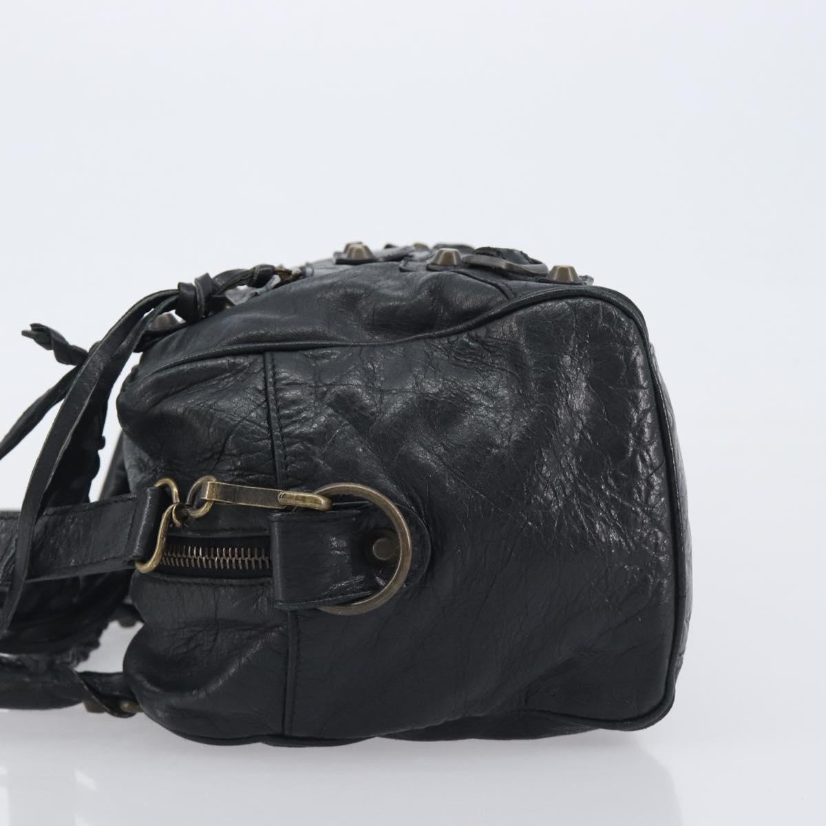 BALENCIAGA The Box Hand Bag Leather 2way Black 145694 Auth am12450V