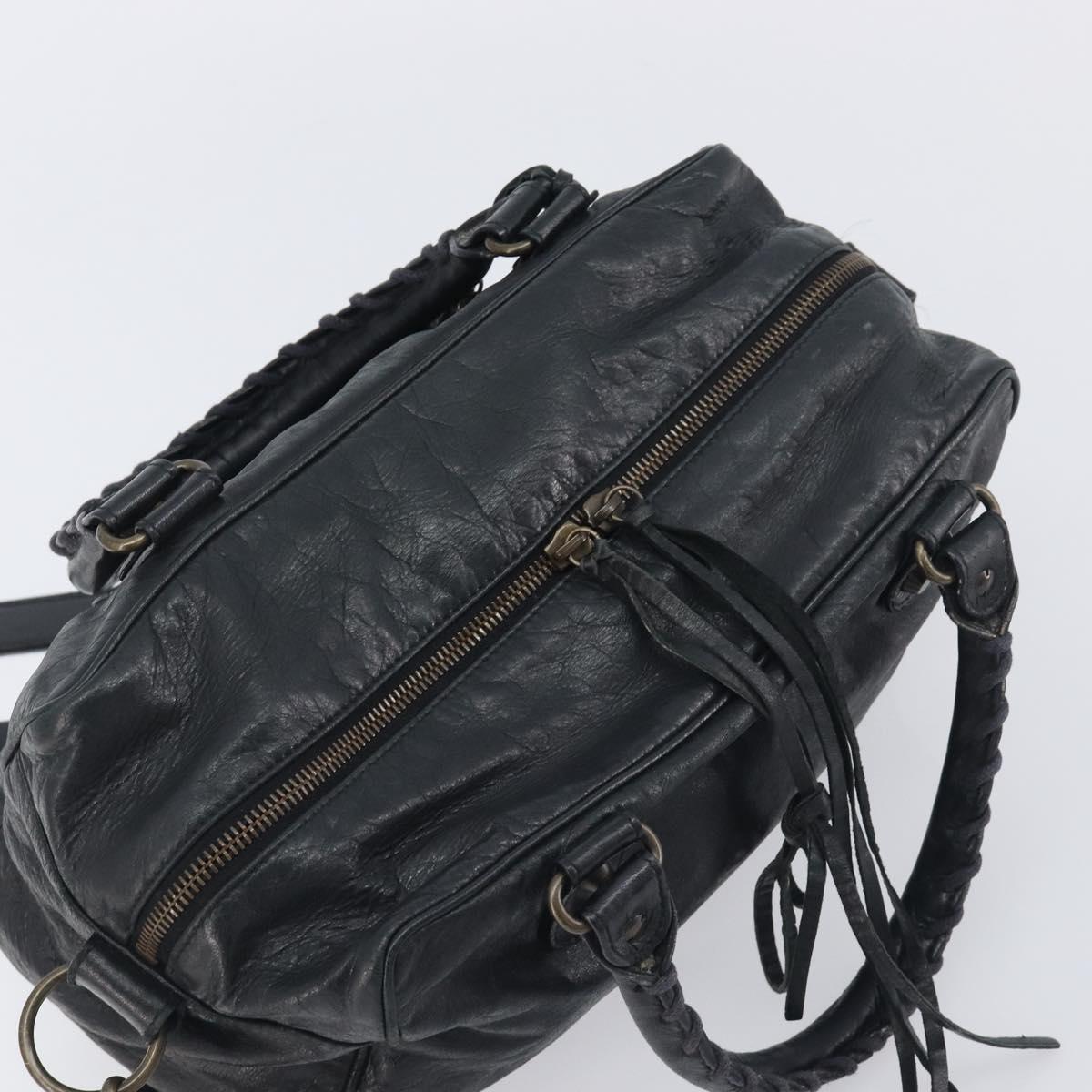 BALENCIAGA The Box Hand Bag Leather 2way Black 145694 Auth am12450V