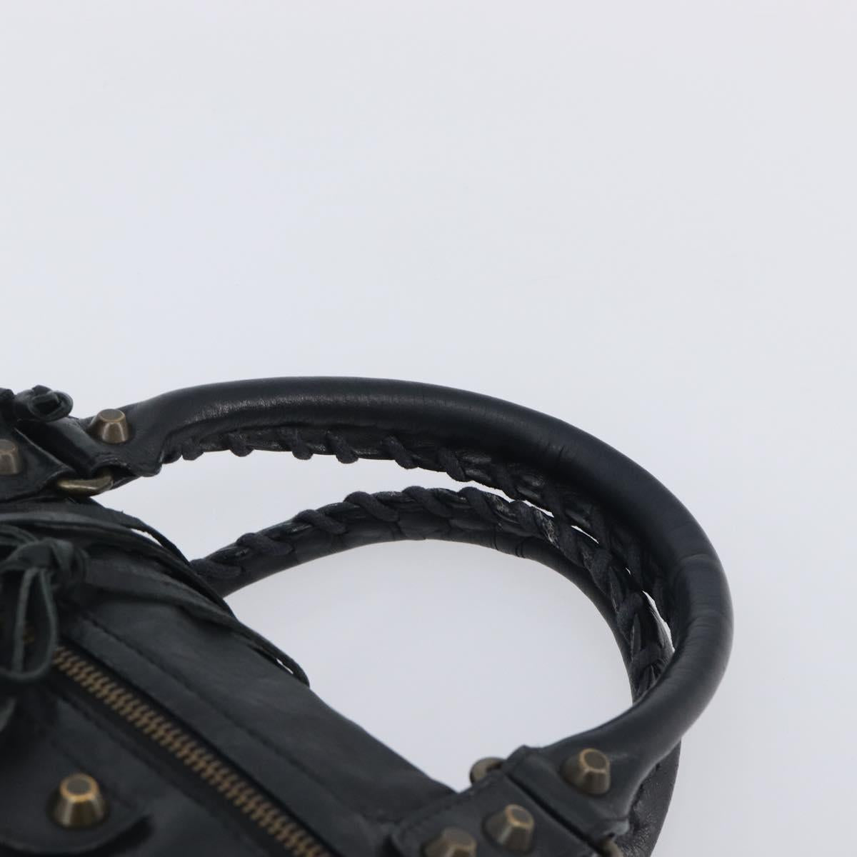 BALENCIAGA The Box Hand Bag Leather 2way Black 145694 Auth am12450V