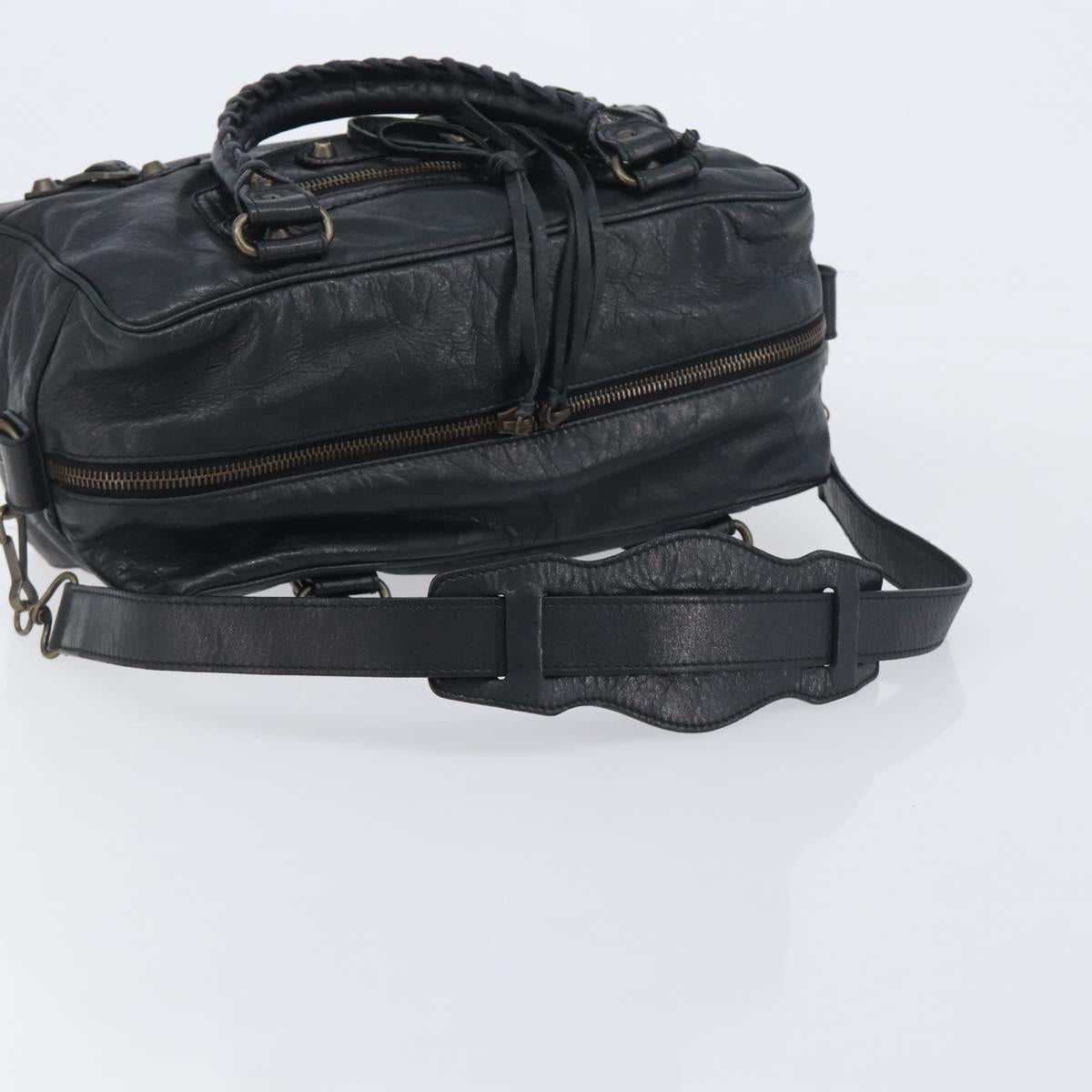 BALENCIAGA The Box Hand Bag Leather 2way Black 145694 Auth am12450V