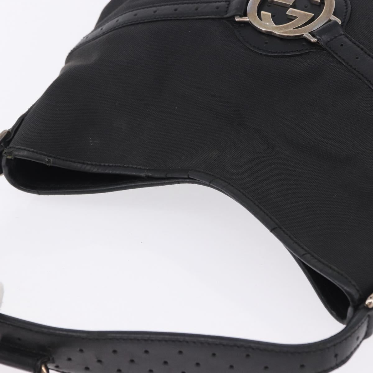 GUCCI Interlocking Shoulder Bag Canvas Black Silver 114879 Auth am12452A