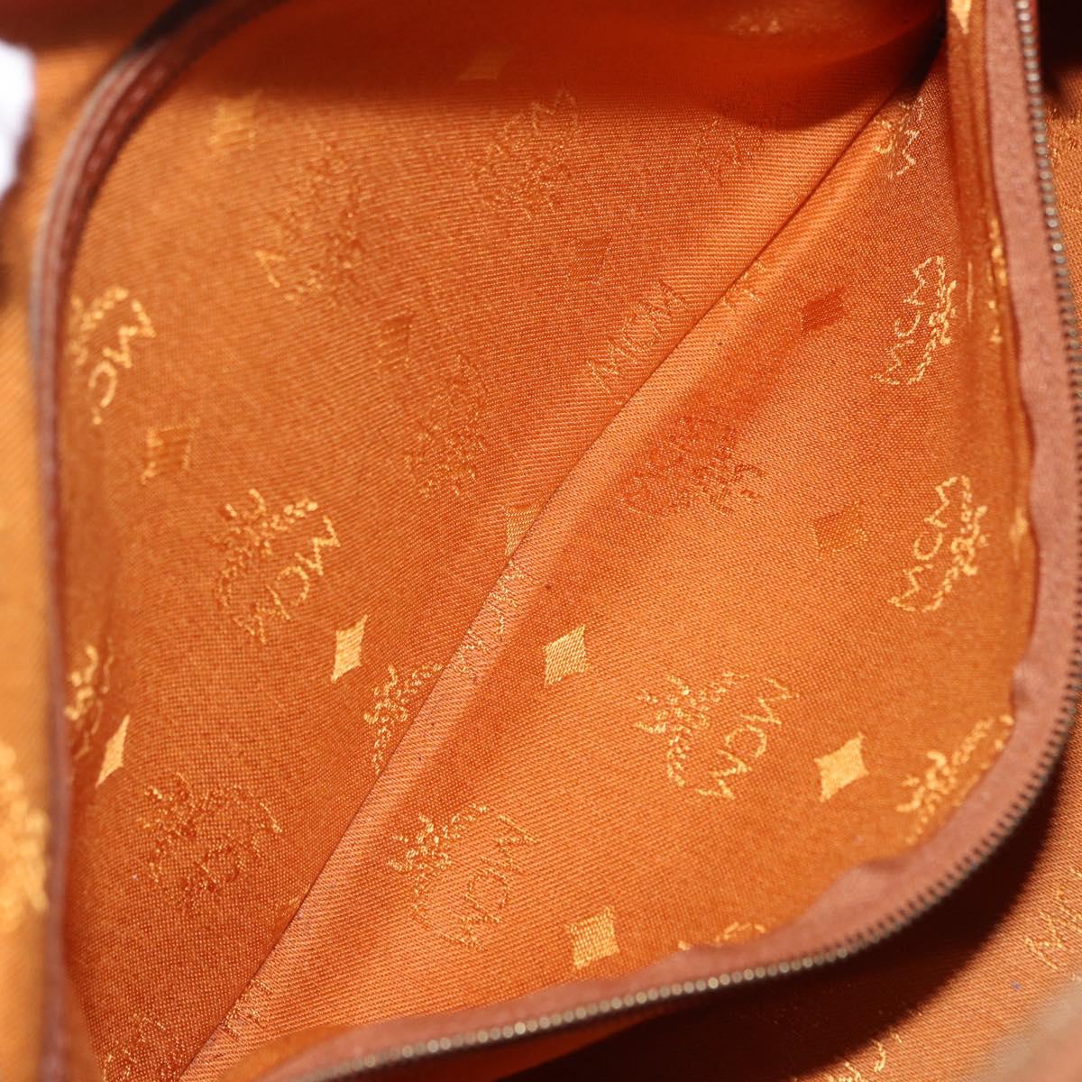 MCM Logogram Vicetos Mini Boston Bag PVC Leather Brown Gold Auth am12453