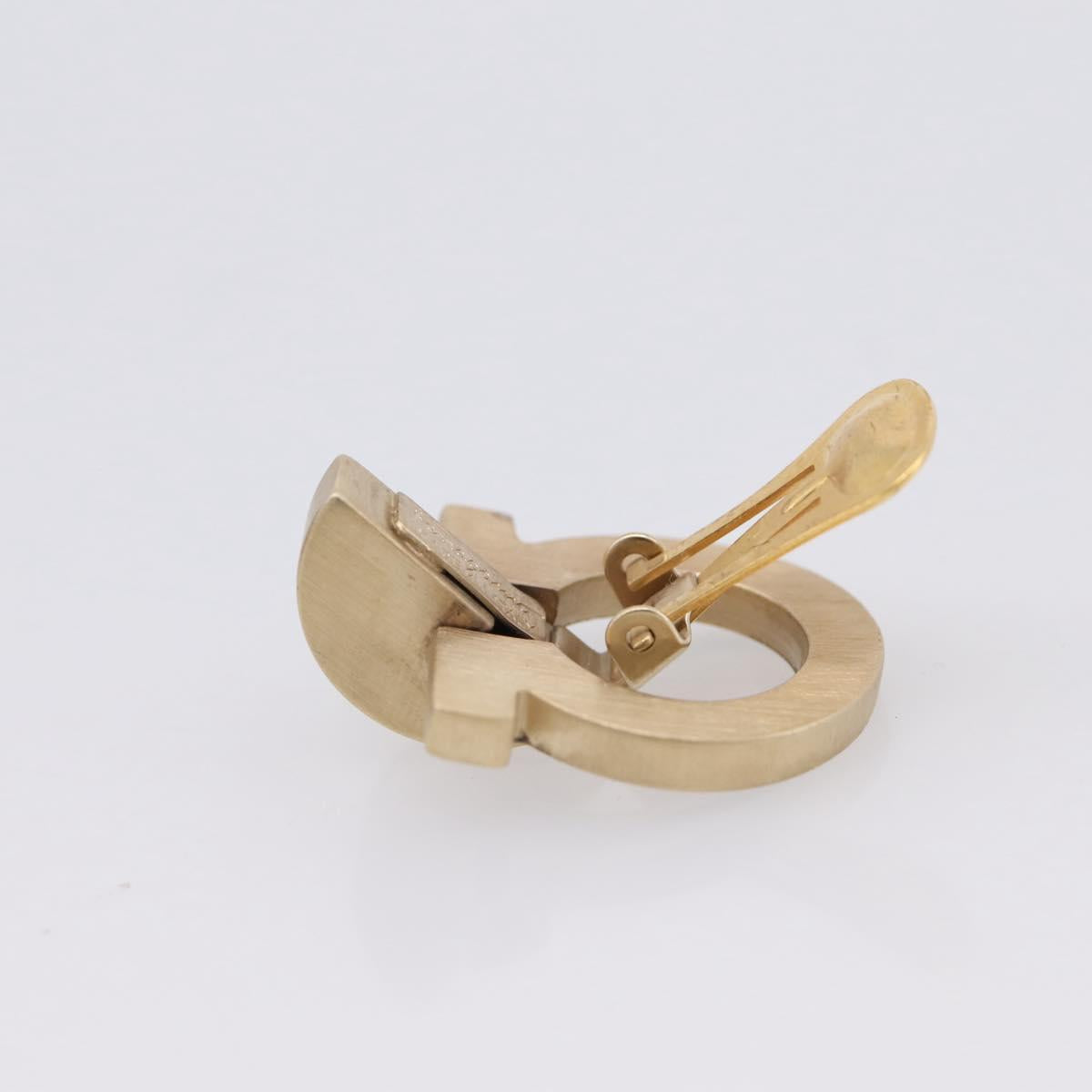 Salvatore Ferragamo Gancini Earring Metal Gold Tone Auth am12454V