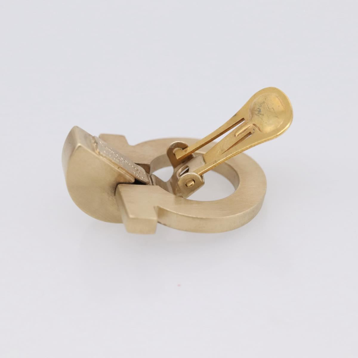 Salvatore Ferragamo Gancini Earring Metal Gold Tone Auth am12454V