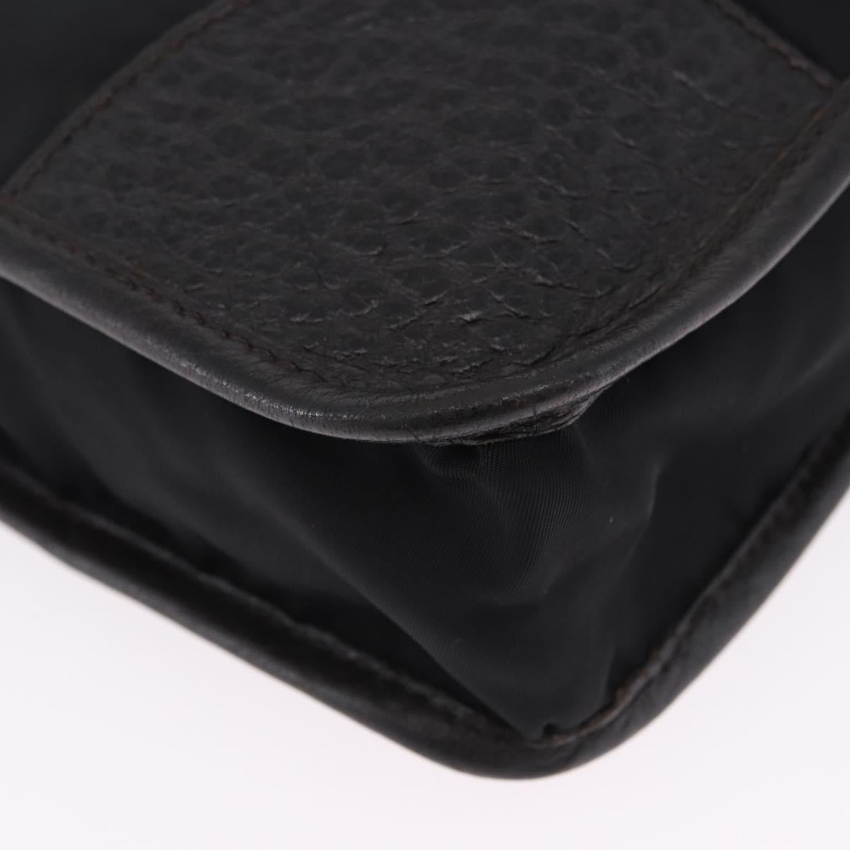 PRADA Tote Bag Nylon Leather Black Gold Tone Auth am12459V