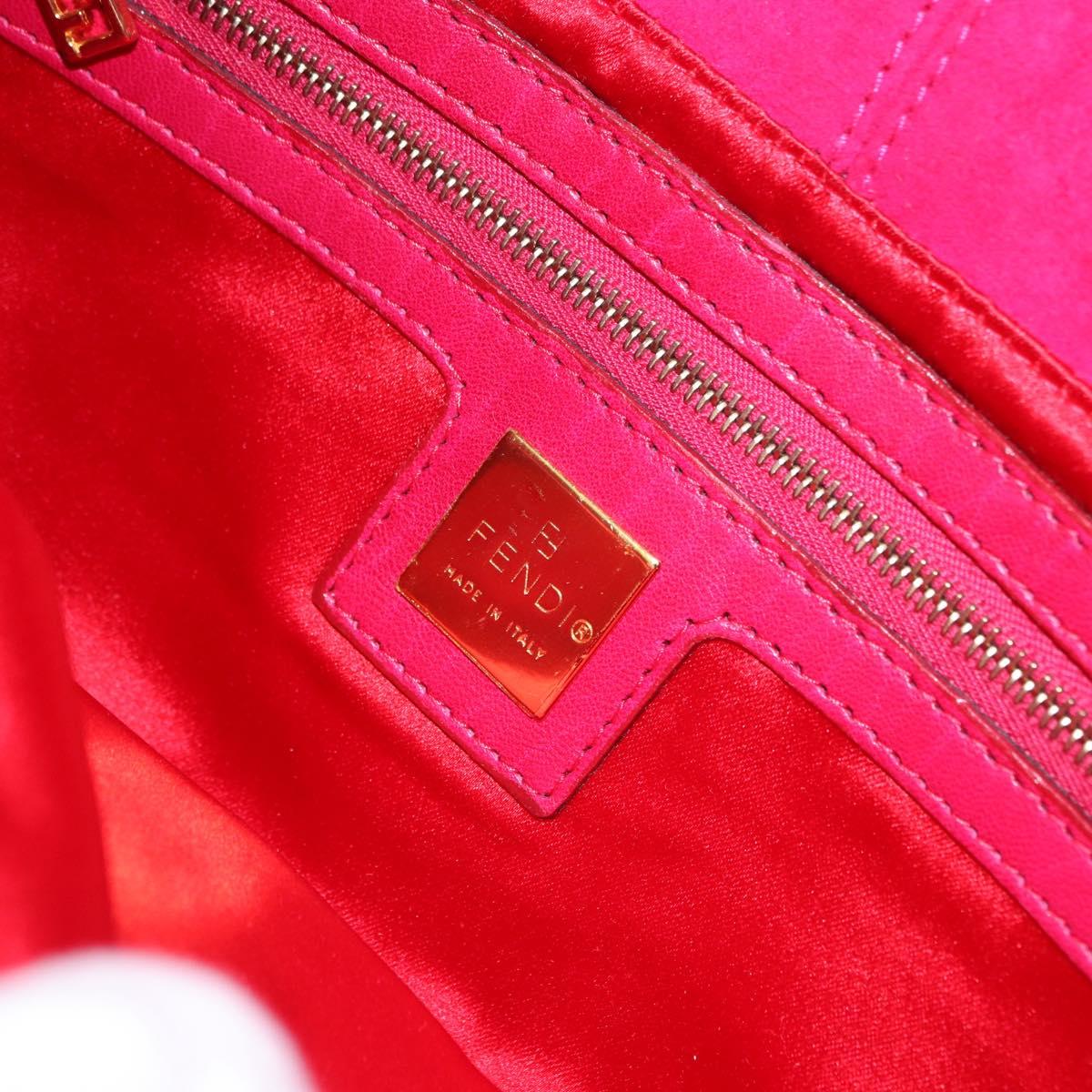 FENDI Mamma Baguette Shoulder Bag Suede Pink Gold Tone Auth am12464V