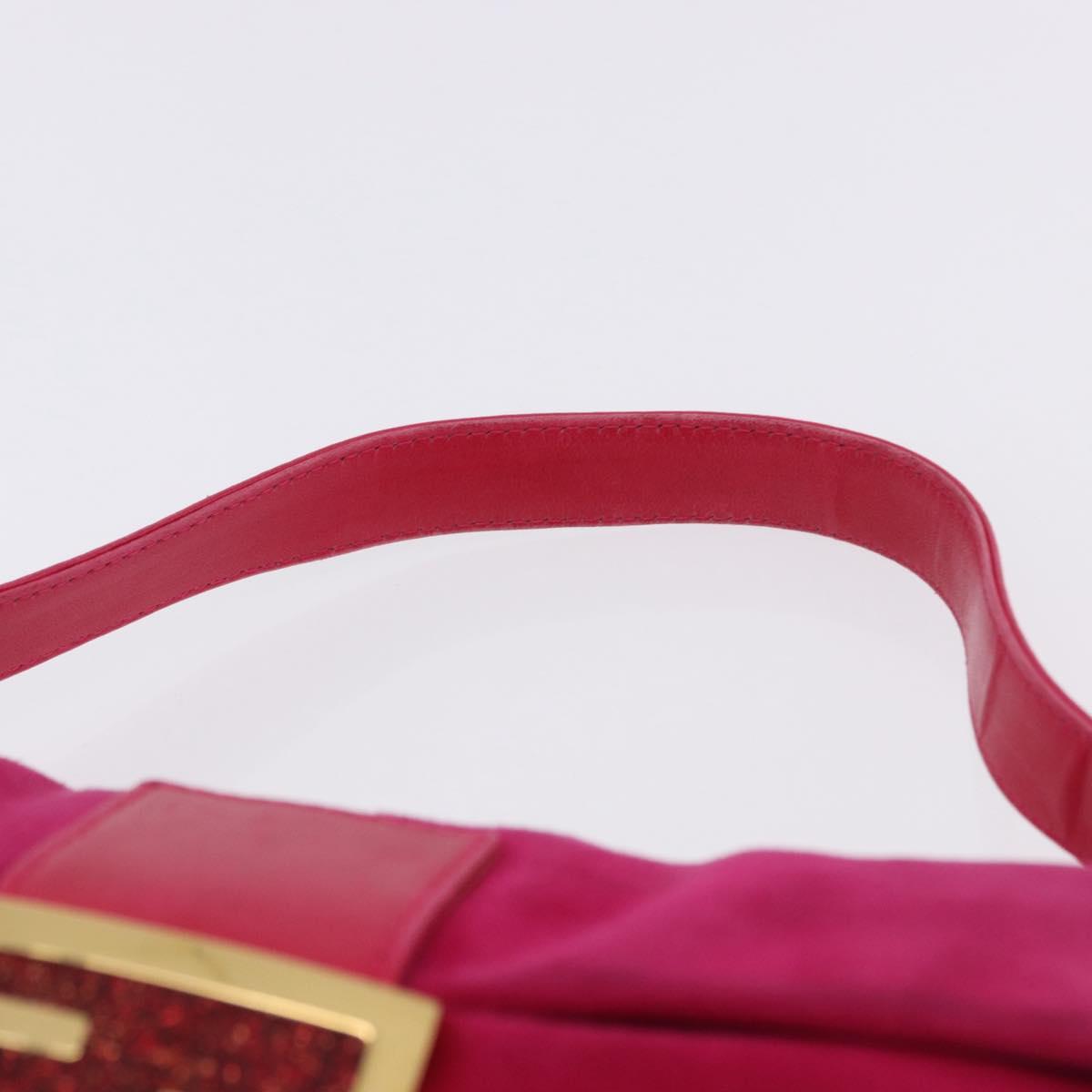 FENDI Mamma Baguette Shoulder Bag Suede Pink Gold Tone Auth am12464V