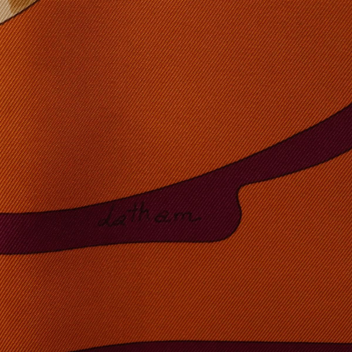 HERMES Carre 90 Scarf Silk ""CARNETS DE BAL"" Orange Auth am12466M