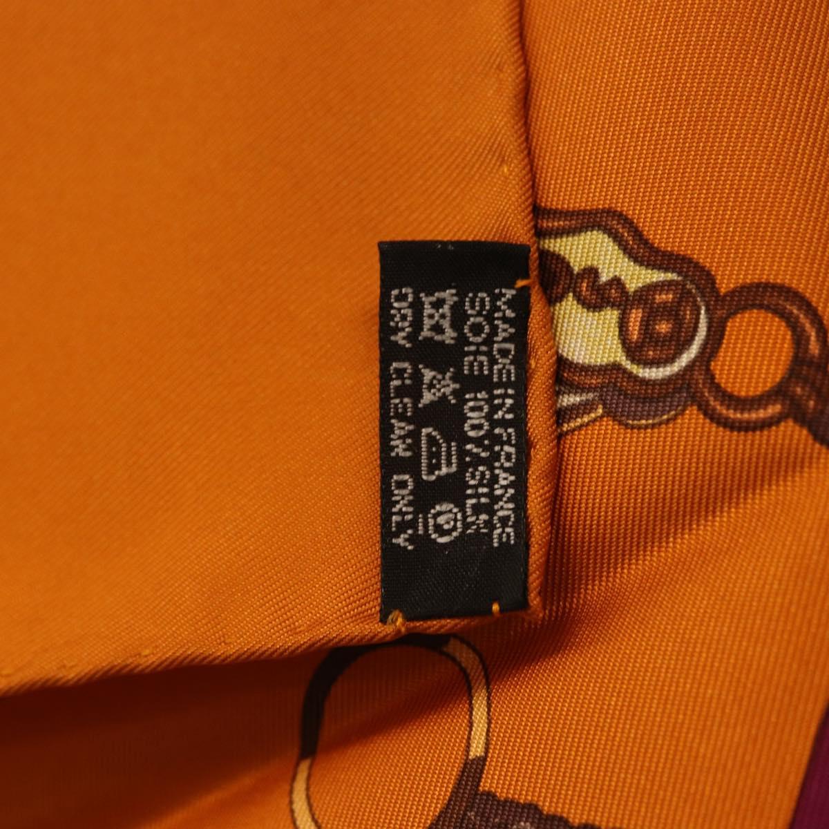 HERMES Carre 90 Scarf Silk ""CARNETS DE BAL"" Orange Auth am12466M