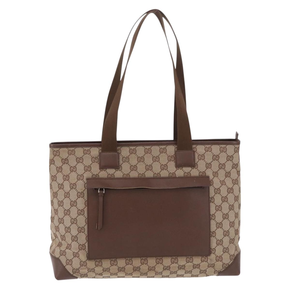 GUCCI GG Canvas Tote Bag Beige Silver 34339 Auth am12470A