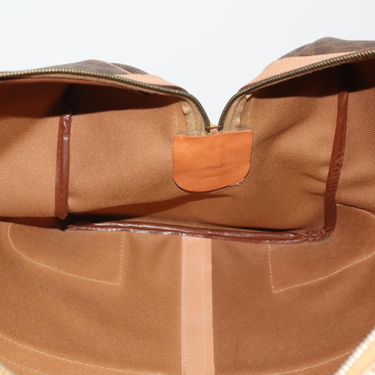 CELINE Macadam Boston Bag PVC Leather Brown Gold Tone Auth am12471