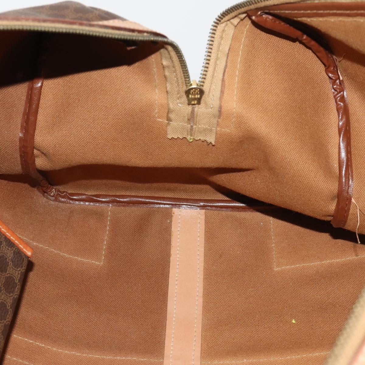 CELINE Macadam Boston Bag PVC Leather Brown Gold Tone Auth am12471
