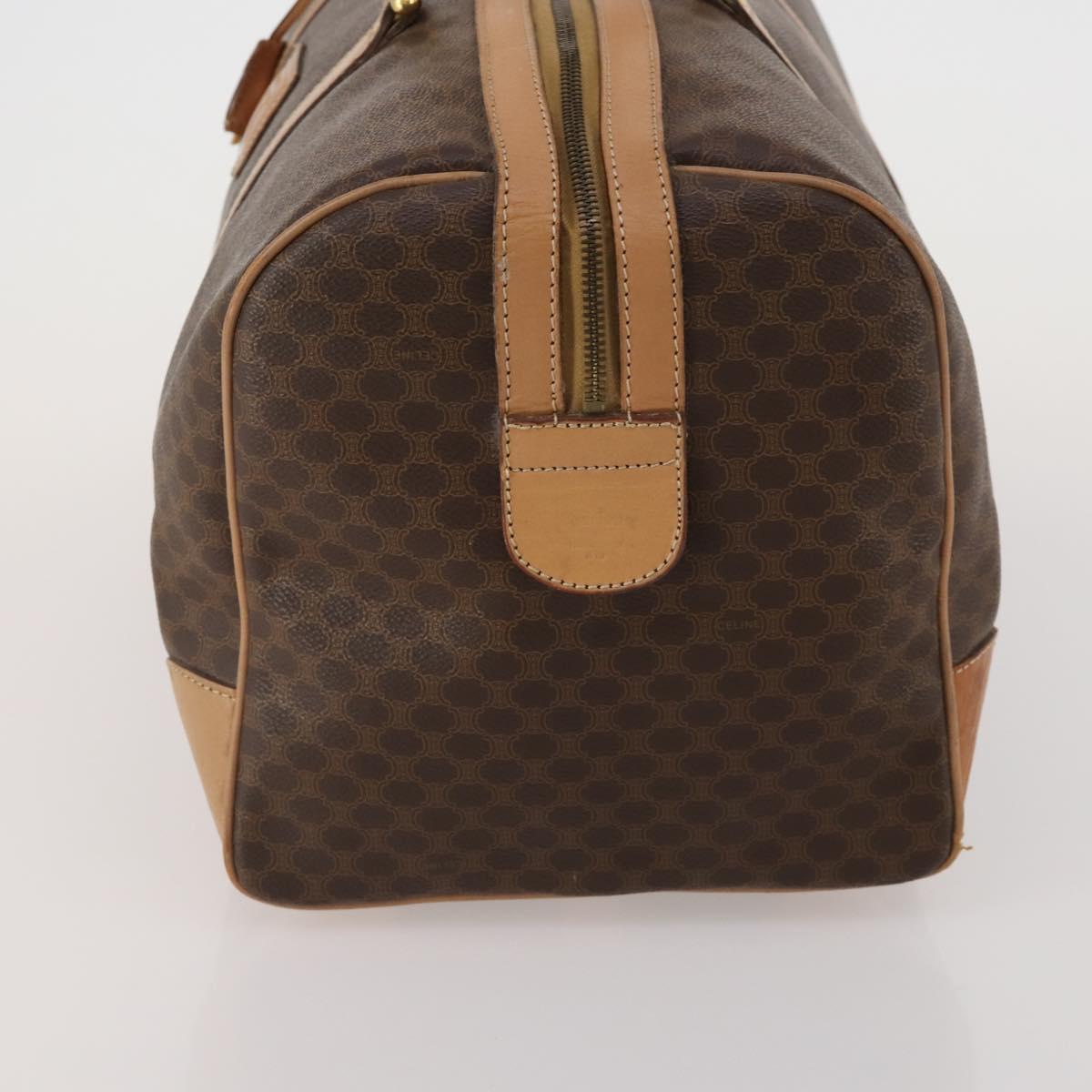 CELINE Macadam Boston Bag PVC Leather Brown Gold Tone Auth am12471