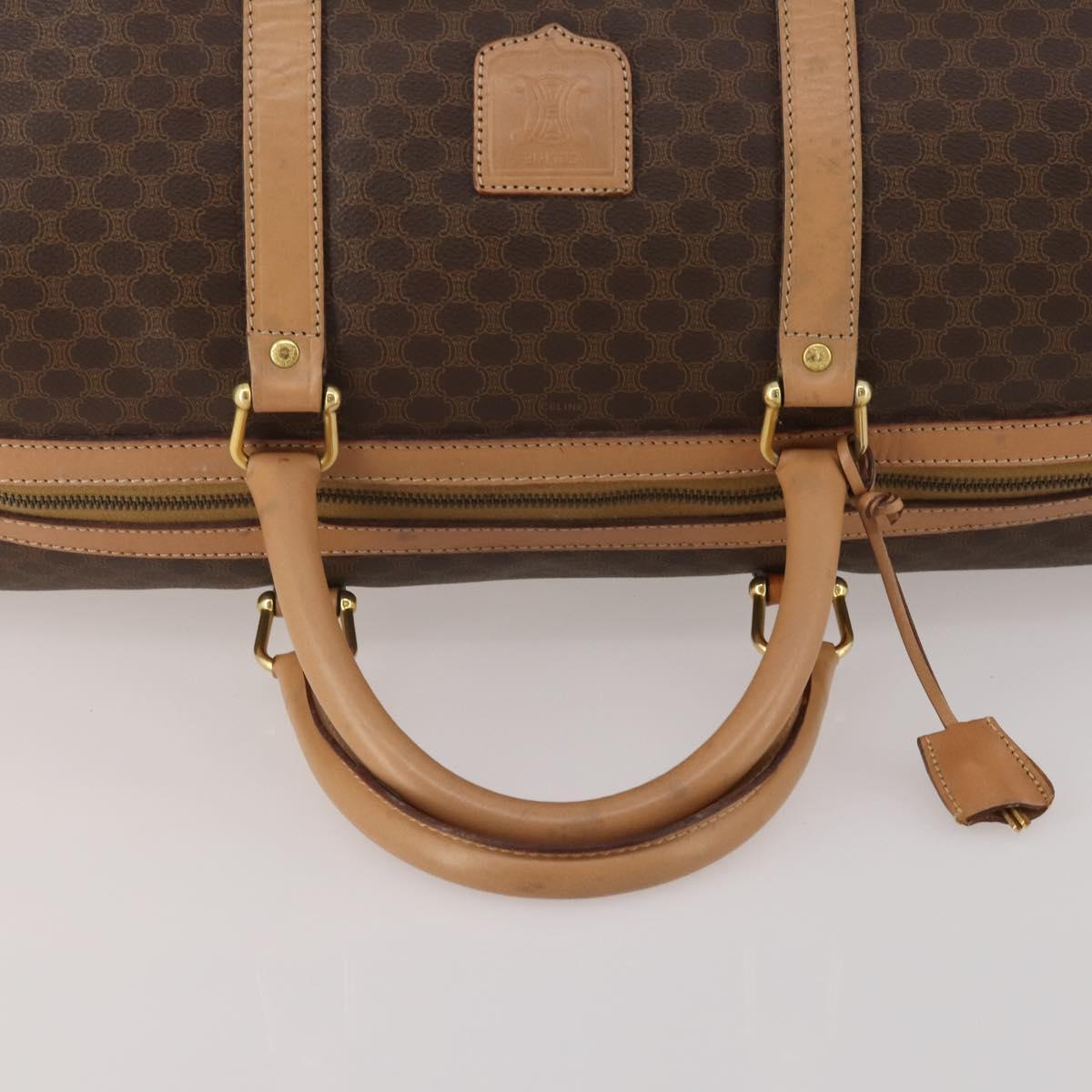 CELINE Macadam Boston Bag PVC Leather Brown Gold Tone Auth am12471