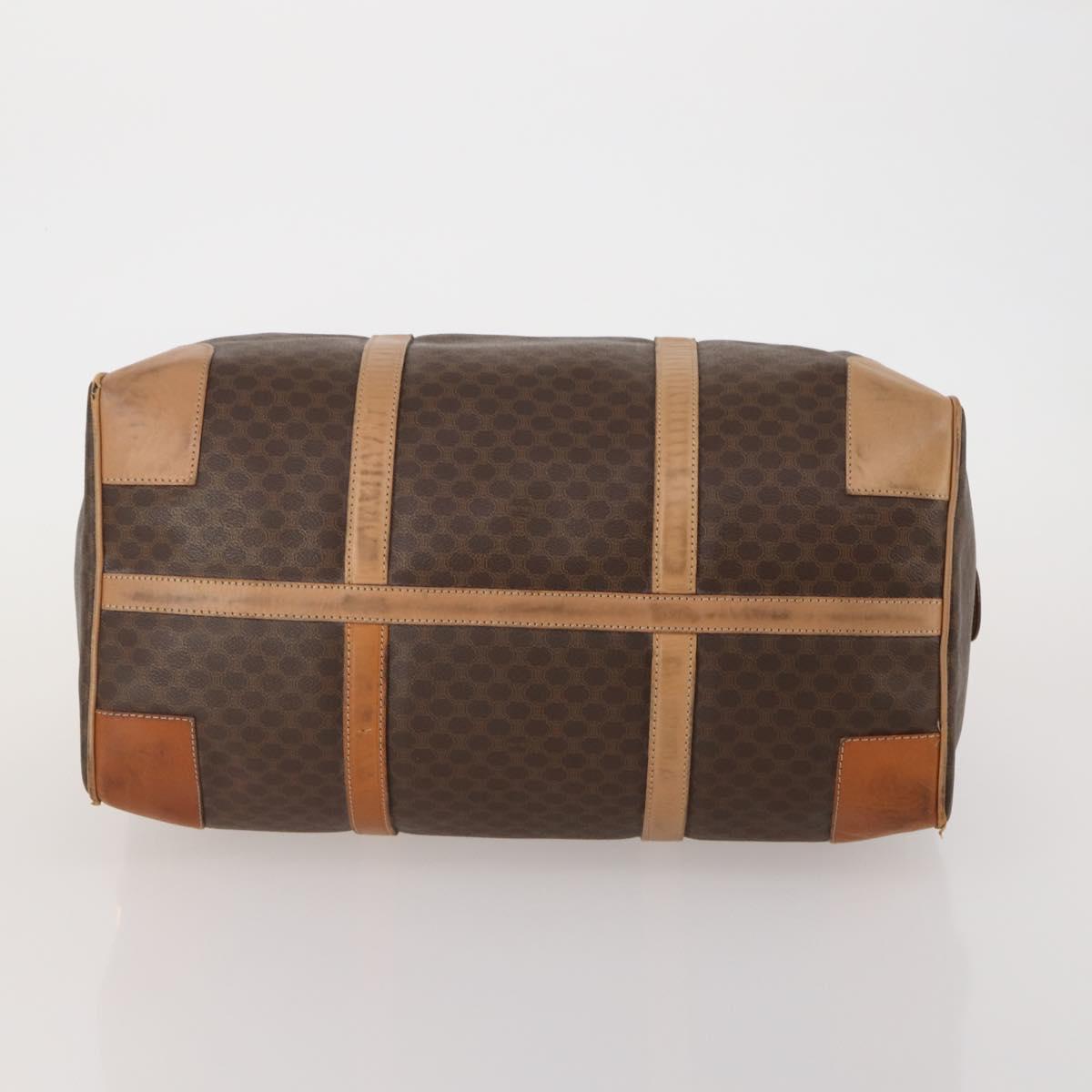 CELINE Macadam Boston Bag PVC Leather Brown Gold Tone Auth am12471