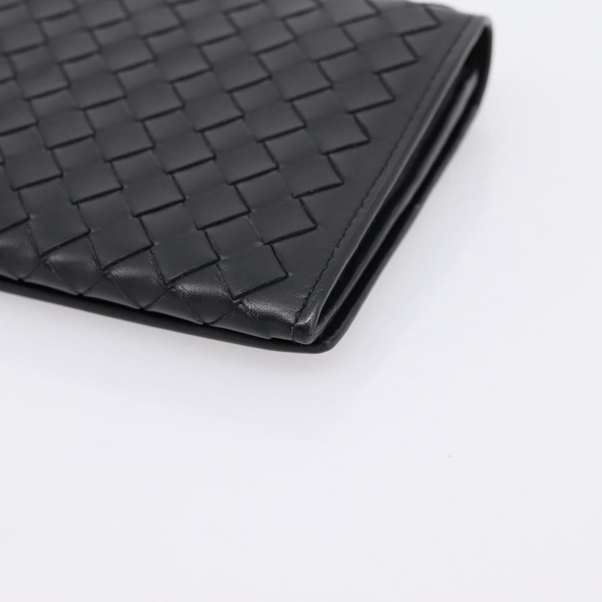 BOTTEGA VENETA INTRECCIATO Long Wallet Leather Black Auth am12478M