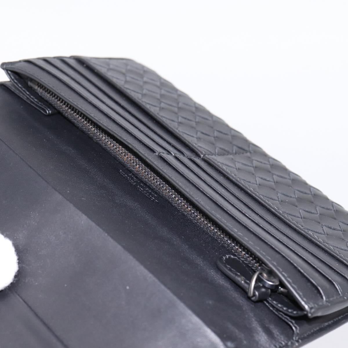 BOTTEGA VENETA INTRECCIATO Long Wallet Leather Black Auth am12478M
