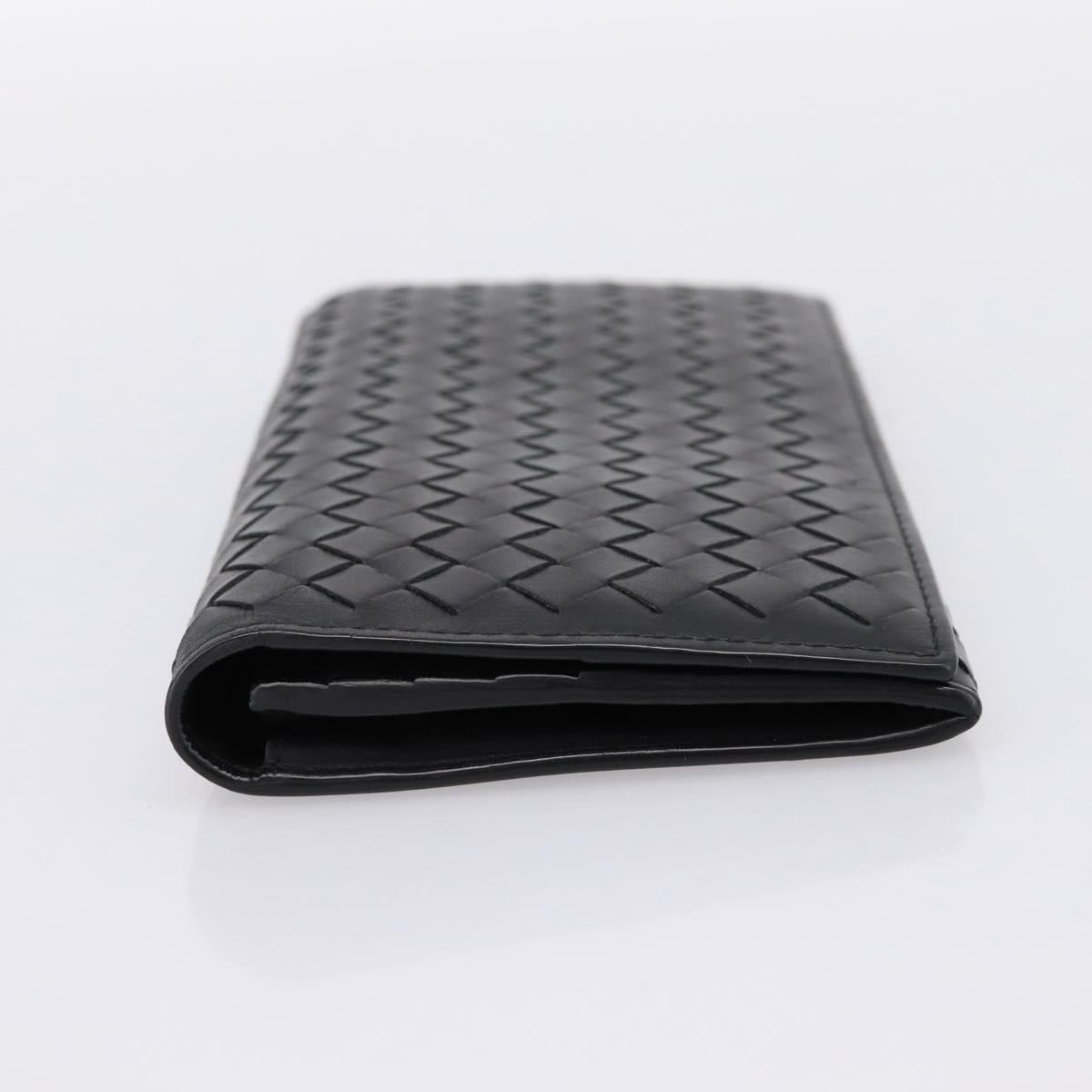 BOTTEGA VENETA INTRECCIATO Long Wallet Leather Black Auth am12478M