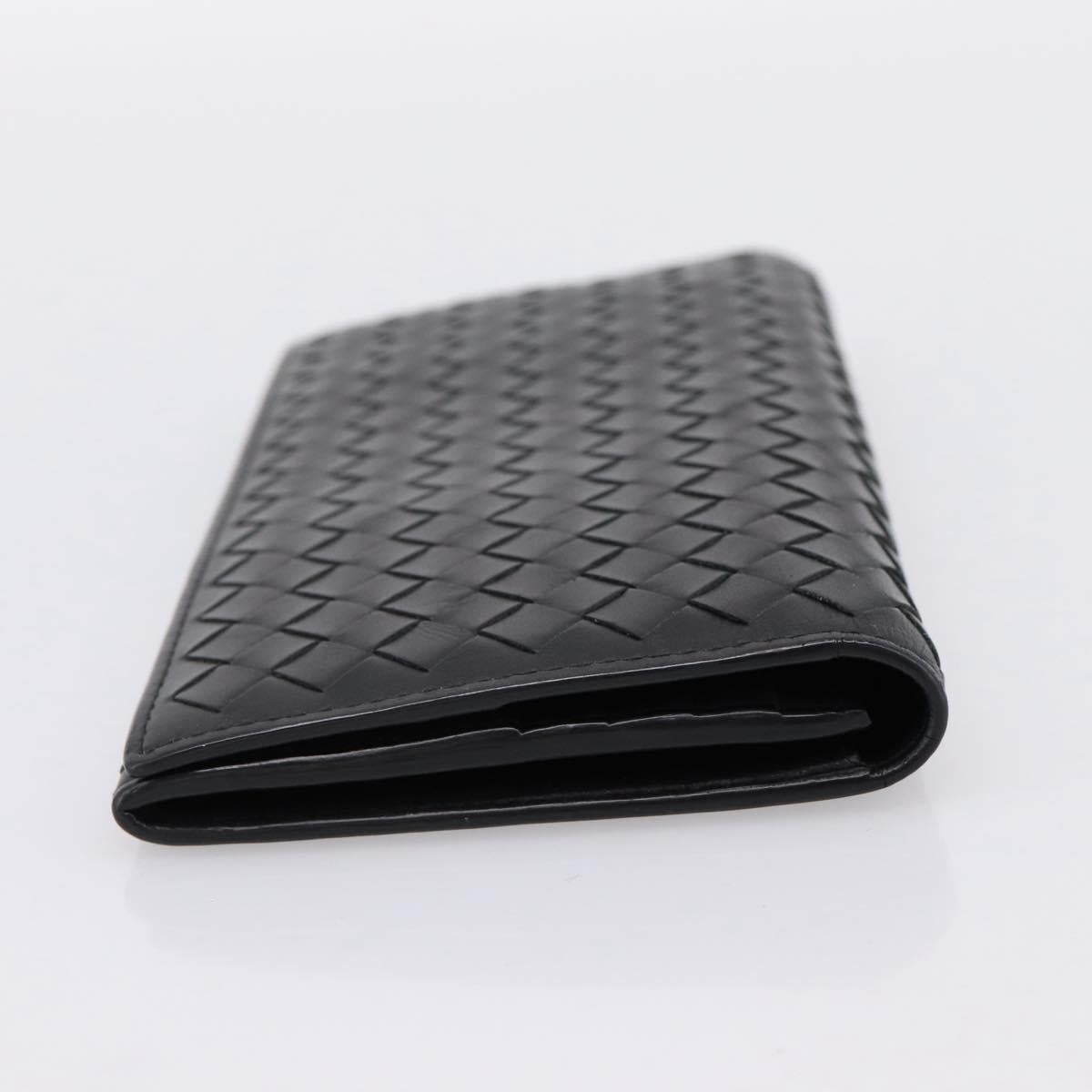 BOTTEGA VENETA INTRECCIATO Long Wallet Leather Black Auth am12478M