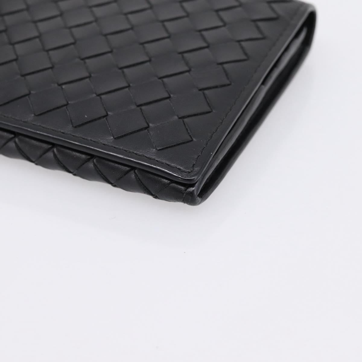 BOTTEGA VENETA INTRECCIATO Long Wallet Leather Black Auth am12478M